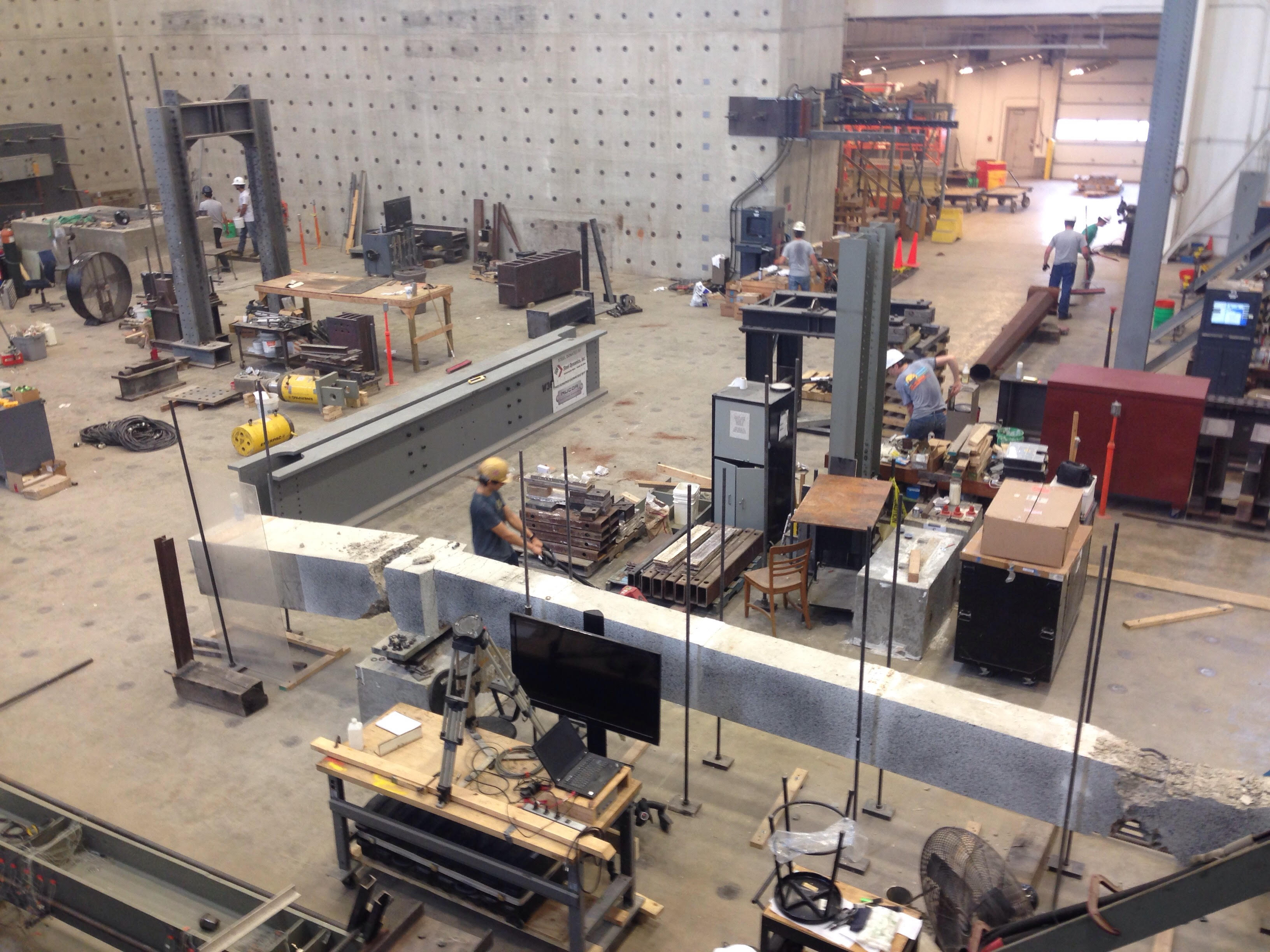 a downward view of Students Cleaning Bowen Lab